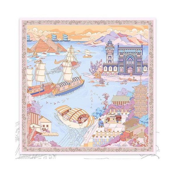 Grand Foulard en Soie Femme ★ Voile sur l’océan