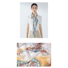 Grand Foulard en Soie Femme ★ Promenade sur la Route de la Soie