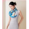 Grand Foulard en Soie Femme ★ Les couleurs du Liyuan en arc-en-ciel bleu
