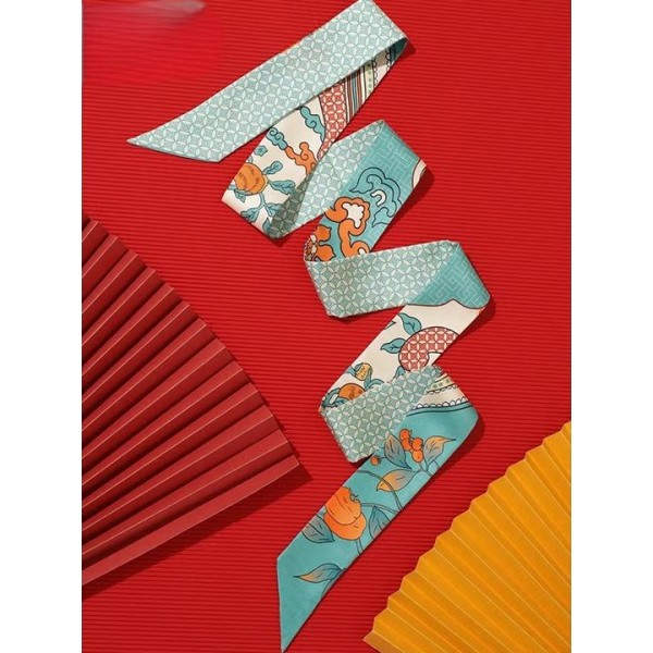 Foulard bandeau en soie ★ Kaki & Série Bonheur
