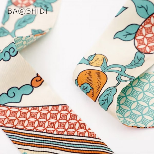 Foulard bandeau en soie ★ Kaki & Série Bonheur