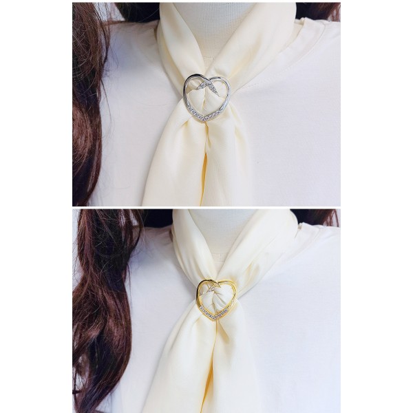 Boucle de foulard en forme de cœur haut de gamme en or champagne à double usage