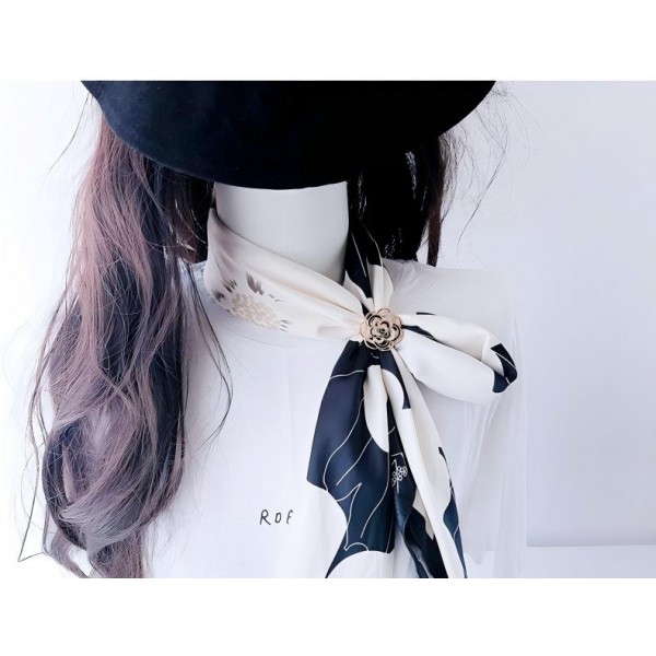 Nouvelle boucle de foulard à motif de camélia en or champagne