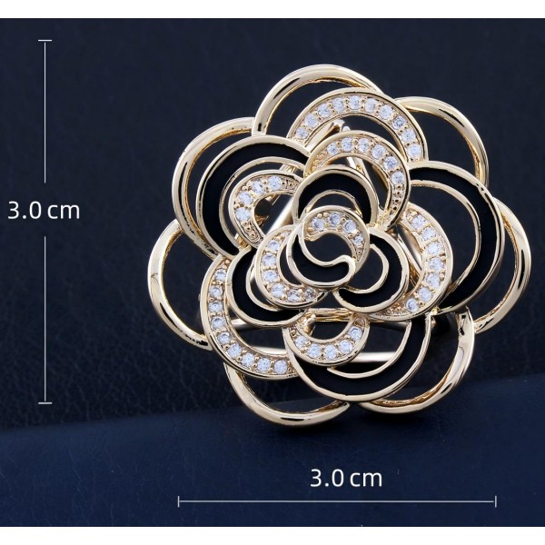 Nouvelle boucle de foulard à motif de camélia en or champagne