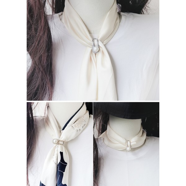 Attache-écharpe en perles à la mode en or blanc