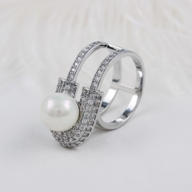 Attache-écharpe en perles à la mode en or blanc
