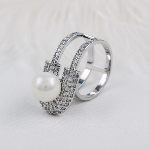 Attache-écharpe en perles à la mode en or blanc