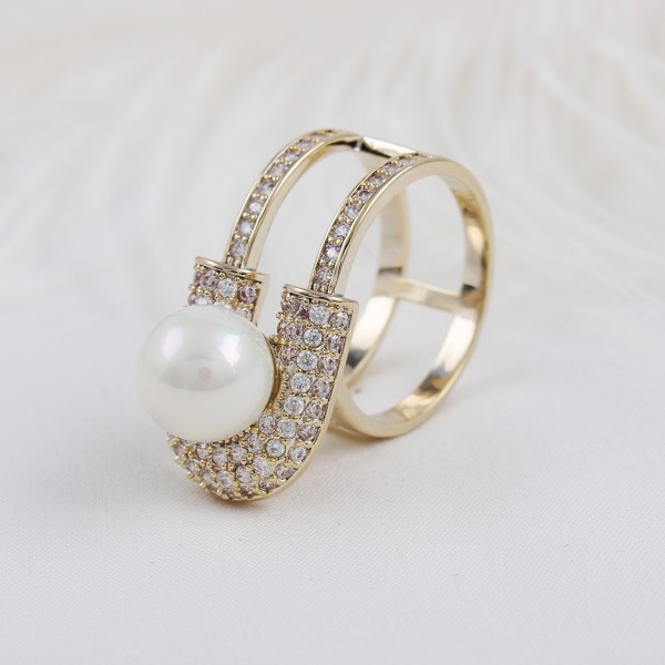 Attache-écharpe en perles à la mode en or champagne