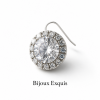 Bijoux Exquis Round Halo Cubic Zirconia Drop Hook Earrings Elegant Bridal Luxury Fine Jewelry For Women Daily Wedding Wear