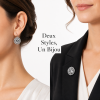 Bijoux Exquis Round Halo Cubic Zirconia Drop Hook Earrings Elegant Bridal Luxury Fine Jewelry For Women Daily Wedding Wear