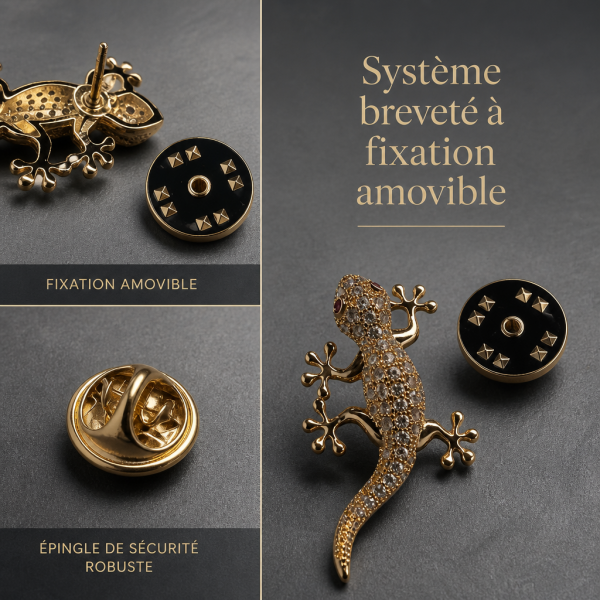 Broche lézard strassée métal argenté | Bijoux Exquis design sauvage, idée cadeau chic femme