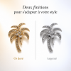 Lot 2 broches palmier féminines strass imitation diamant, finitions dorée et argentée, parfaites pour sac à main et foulard