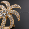 Lot 2 broches palmier féminines strass imitation diamant, finitions dorée et argentée, parfaites pour sac à main et foulard