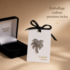 Lot 2 broches palmier féminines strass imitation diamant, finitions dorée et argentée, parfaites pour sac à main et foulard